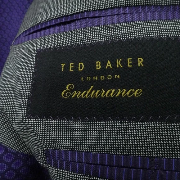 Ted Baker London Endurance Blazer Mens 40R Gray Nailhead Wool Tailored Business